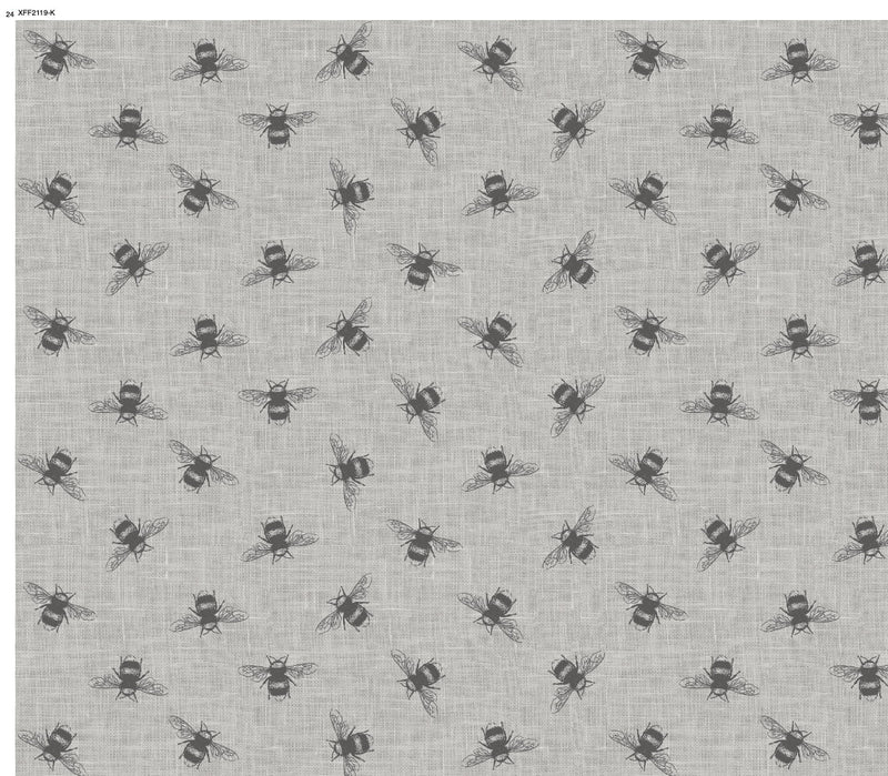 Fryetts Bees Charcoal Grey Oilcloth Tablecloth