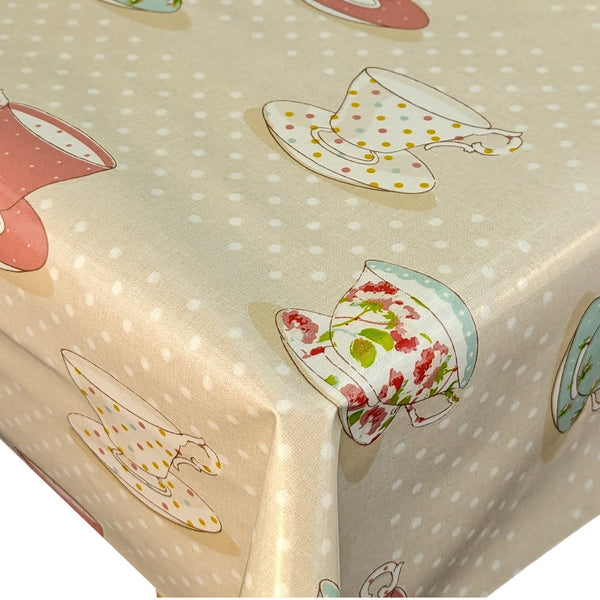 Fryetts Cups and Saucers Oilcloth Tablecloth