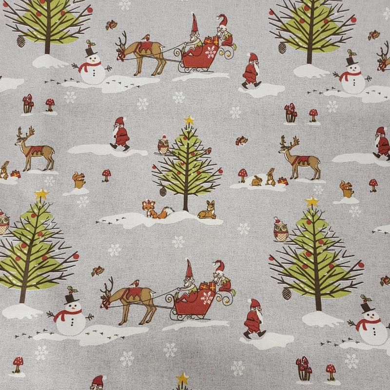 Fryetts Grey Christmas Woodland Oilcloth Tablecloth