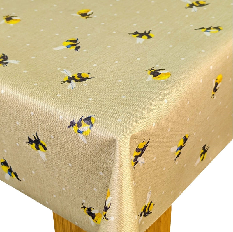 Fryetts Honey Bees Beige Oilcloth Tablecloth