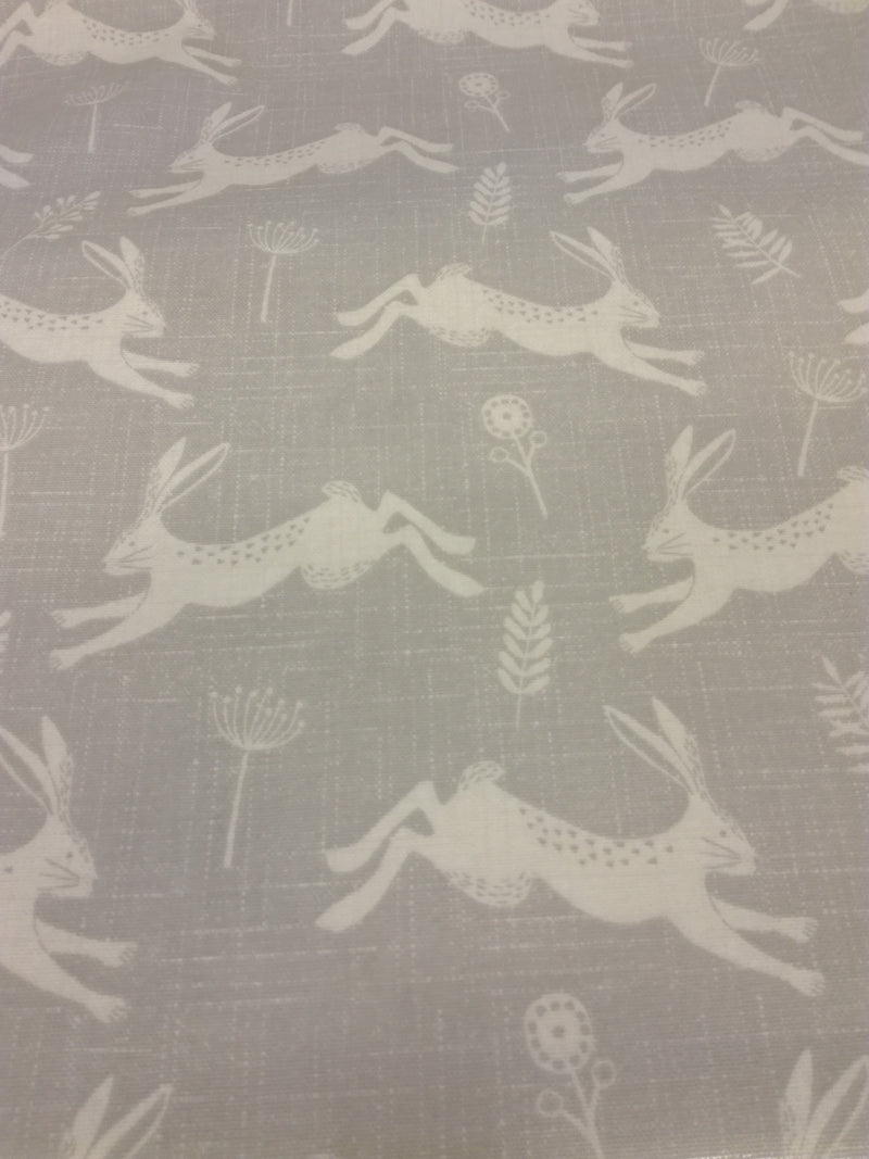 Fryetts Jump Hare Silver Grey Oilcloth Tablecloth