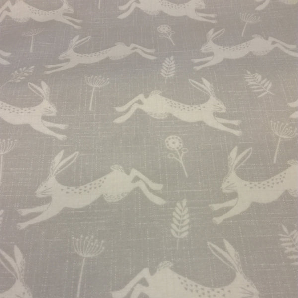 Fryetts Jump Hare Silver Grey Oilcloth Tablecloth