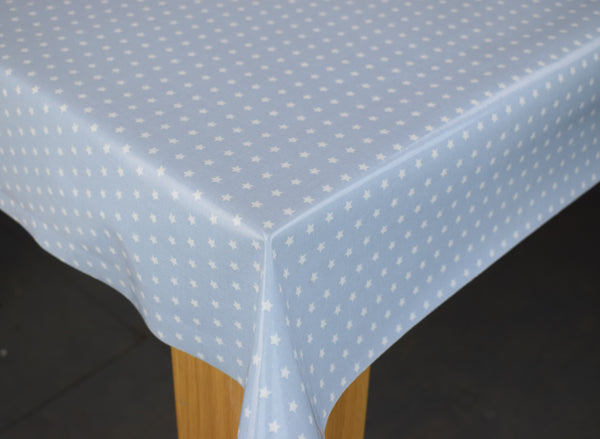 Fryetts Little Twinkle Stars China Blue Cotton Oilcloth Tablecloth