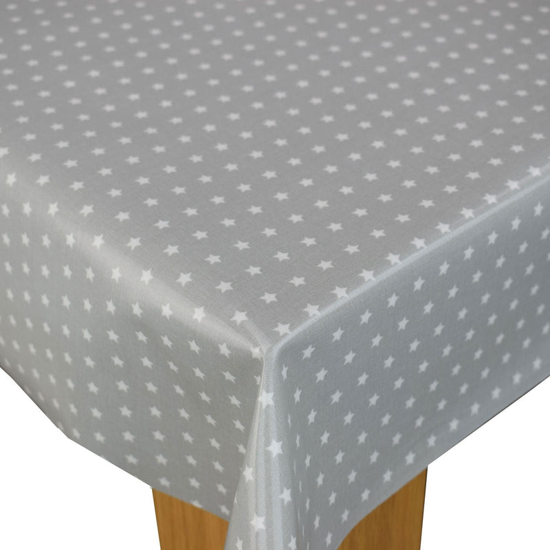 Fryetts Little Twinkle Stars Grey Cotton Oilcloth Tablecloth