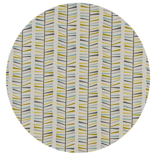 Fryetts Malmo Teal, Ochre, Grey Cotton Oilcloth Tablecloth