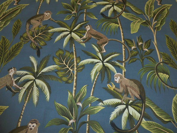 Fryetts Monkey Teal Oilcloth Tablecloth