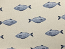 Fryetts Pisces Blue Fish Matt Oilcloth Tablecloth