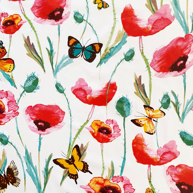 Fryetts Poppyfield Butterfly Cotton Oilcloth Tablecloth