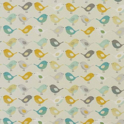 Fryetts Scandi Birds Ochre Duckegg Cotton Oilcloth Tablecloth