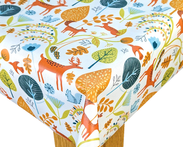 Fryetts Scandi Woodland Burnt Orange Cotton Oilcloth Tablecloth