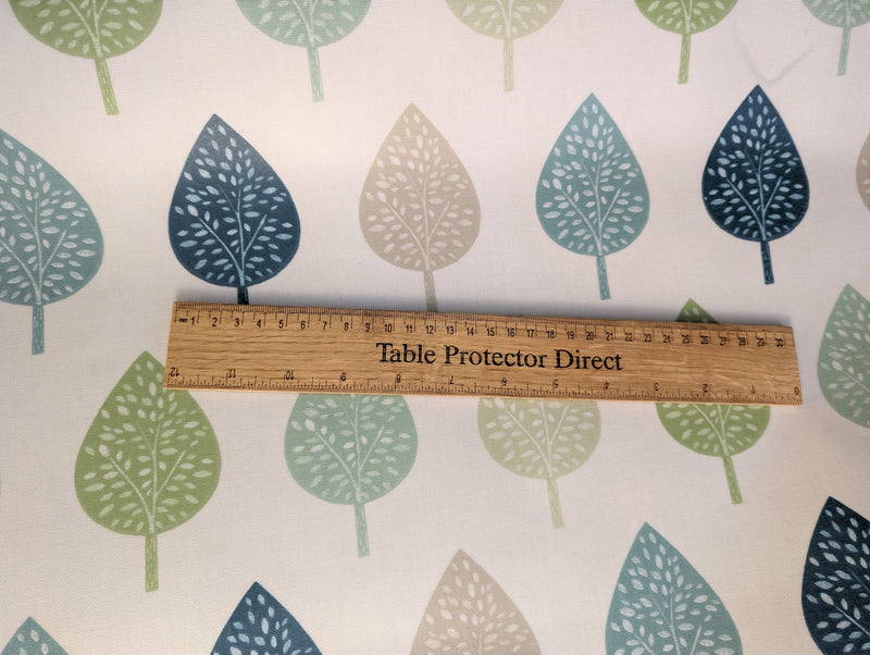 Fryetts Skara Leaves Jade Cotton Oilcloth Tablecloth
