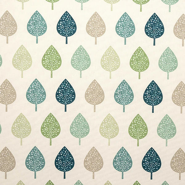 Fryetts Skara Leaves Jade Cotton Oilcloth Tablecloth