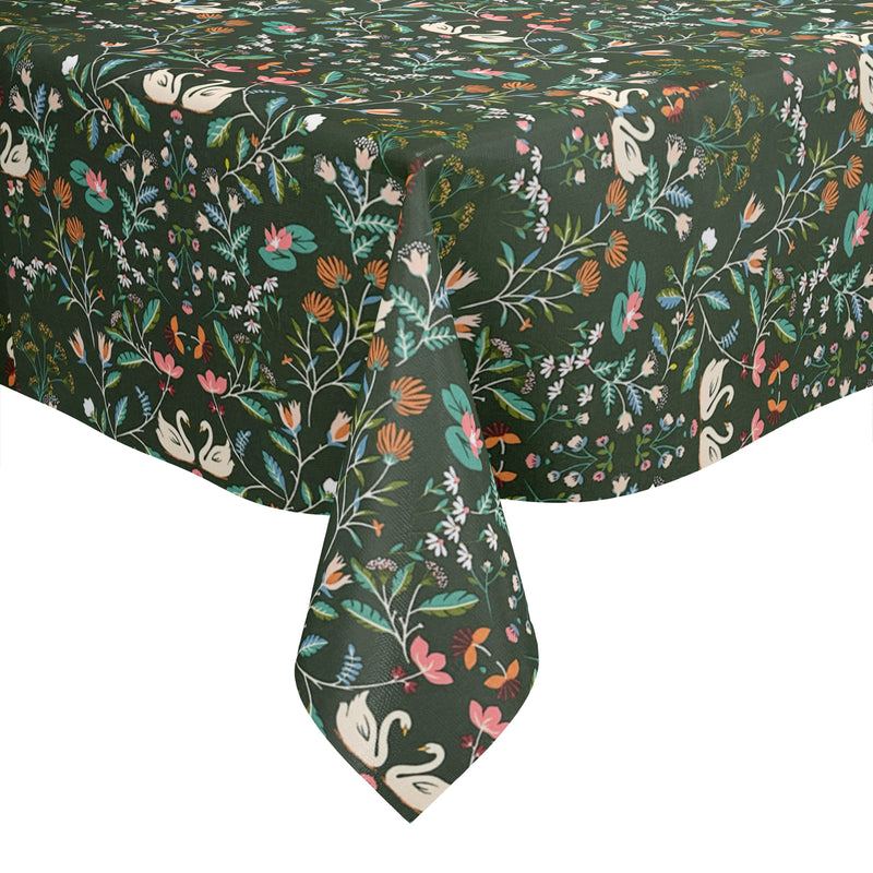 Fryetts Swan Garden Green Oilcloth Tablecloth