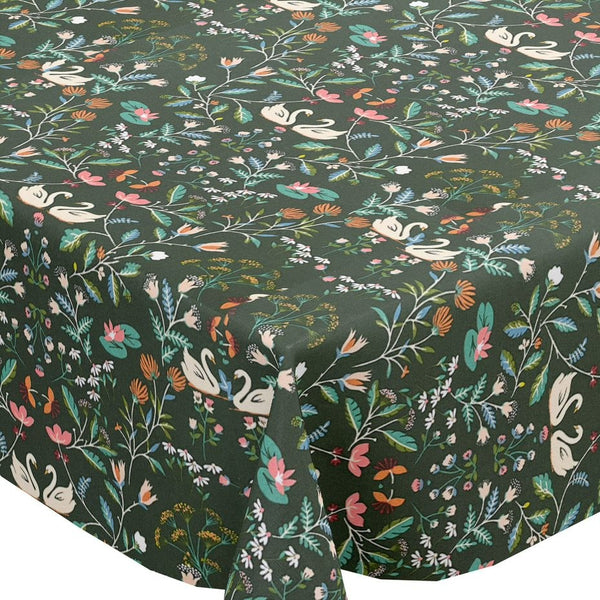 Fryetts Swan Garden Green Oilcloth Tablecloth