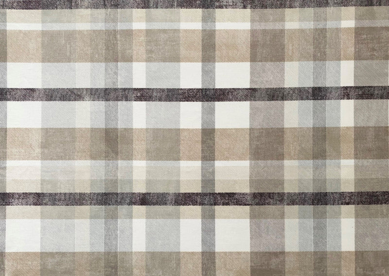 Fryetts Whitby Check Charcoal Grey Taupe Oilcloth Tablecloth