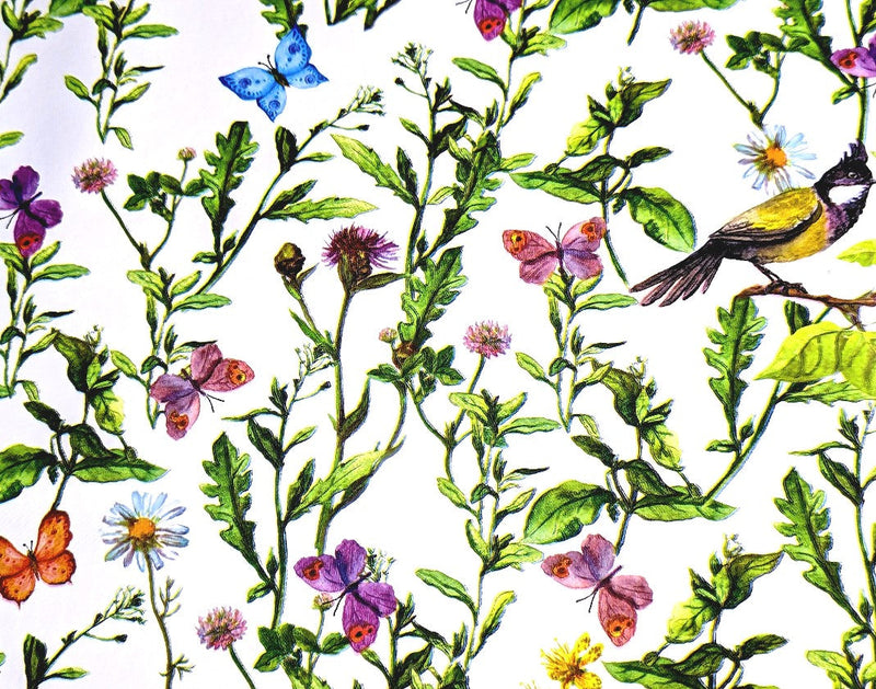 Garden Tablecloth with Parasol Umbrella Hole Wipe Clean Vinyl PVC Garden Birds and Butterflies 200cm x 140cm