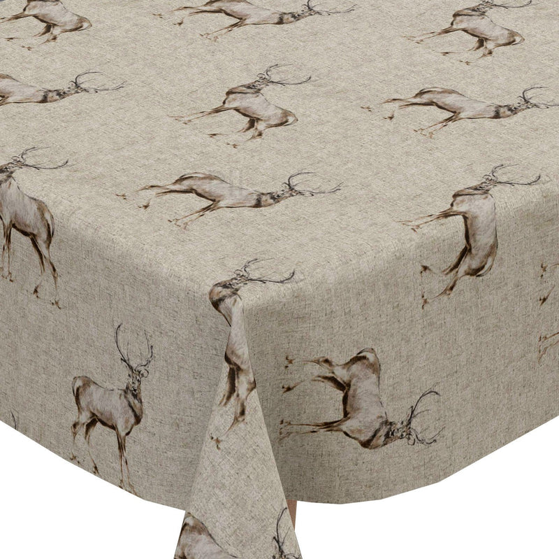 Glencoe Stag Cotton Oilcloth Tablecloth by Fryetts Fabrics