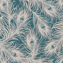 Clarke and Clarke  Harper Feather Teal Matt Oilcloth Tablecloth
