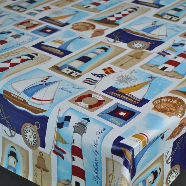 Hello Sailor PVC Vinyl Wipe Clean Tablecloth 100cm x 140cm Warehouse Clearance