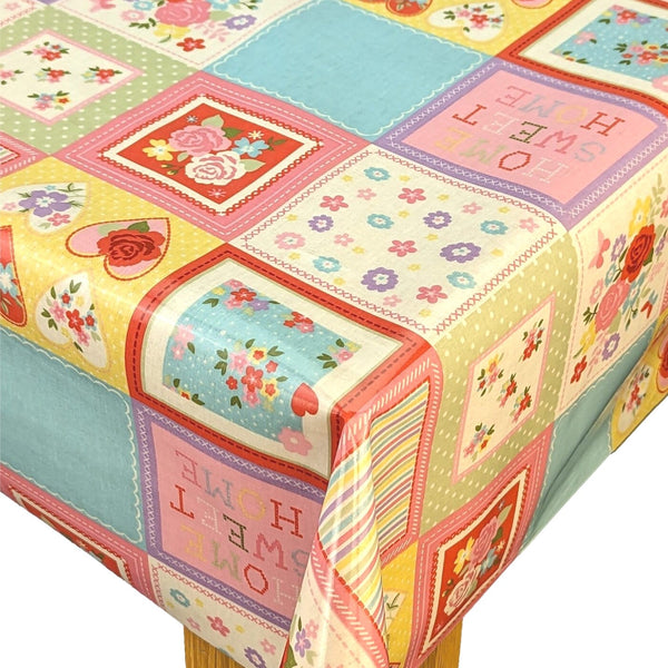 Home Sweet Home Bright Oilcloth Tablecloth Clarke and Clarke
