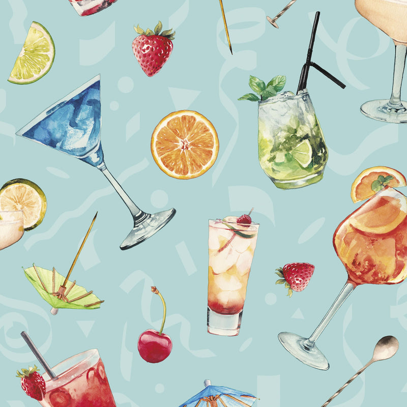Cocktail Celebration with Fruit Vinyl Oilcloth Tablecloth