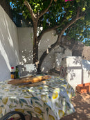 Lemons and Leaves Vinyl Oilcloth Tablecloth