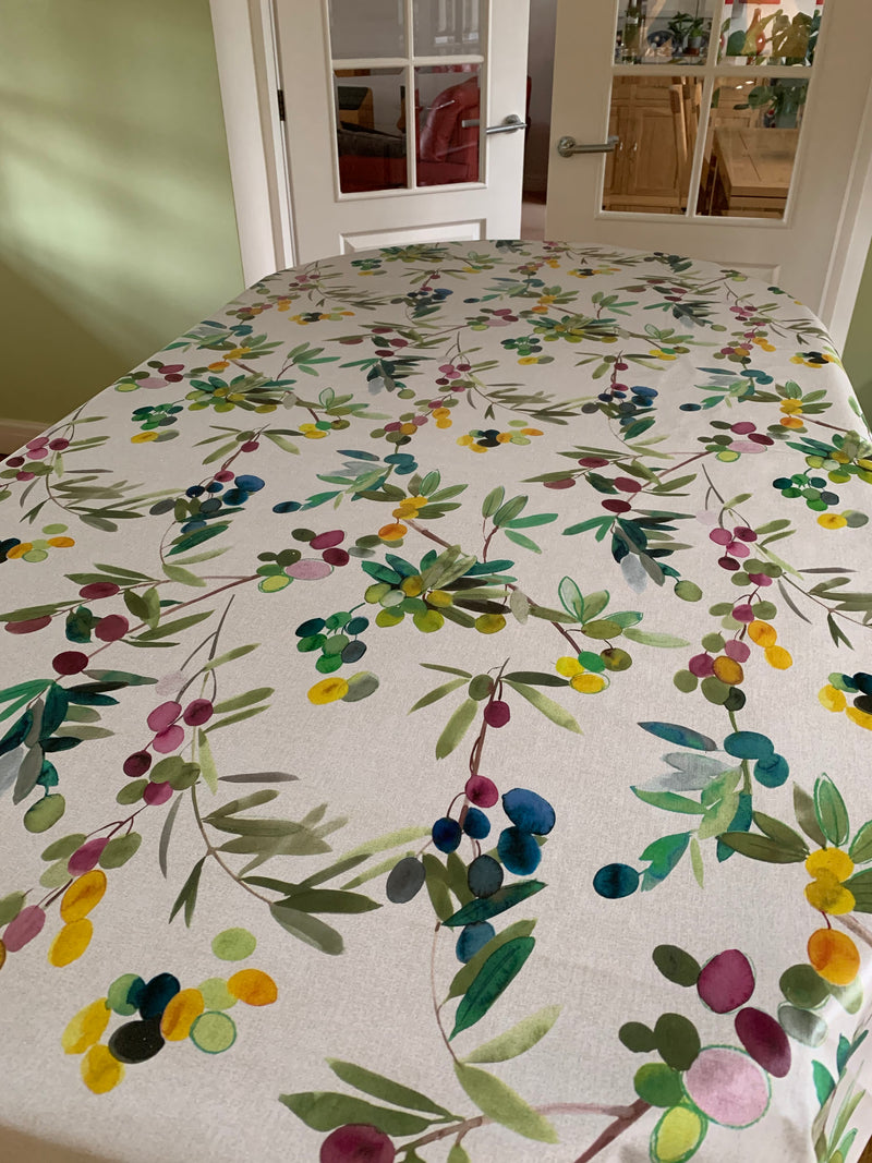 Abstract Olives Vinyl Oilcloth Tablecloth