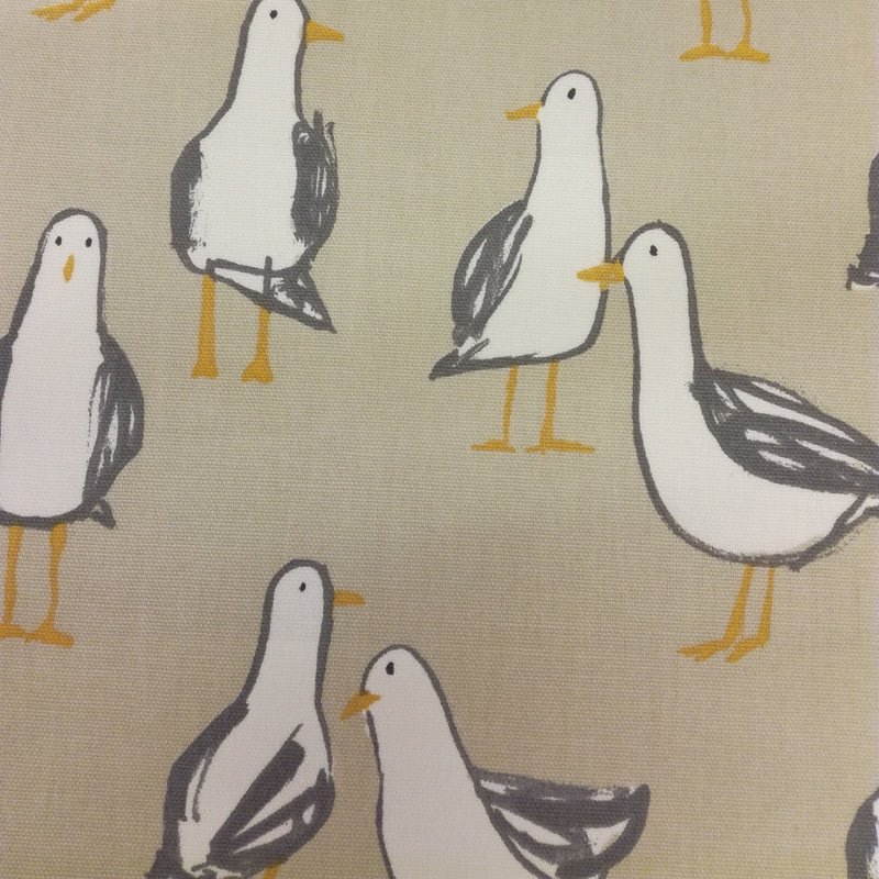 Laridae Seagull Taupe Oilcloth Tablecloth by Clarke and Clarke