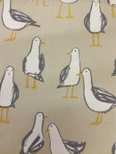 Laridae Seagull Taupe Oilcloth Tablecloth by Clarke and Clarke