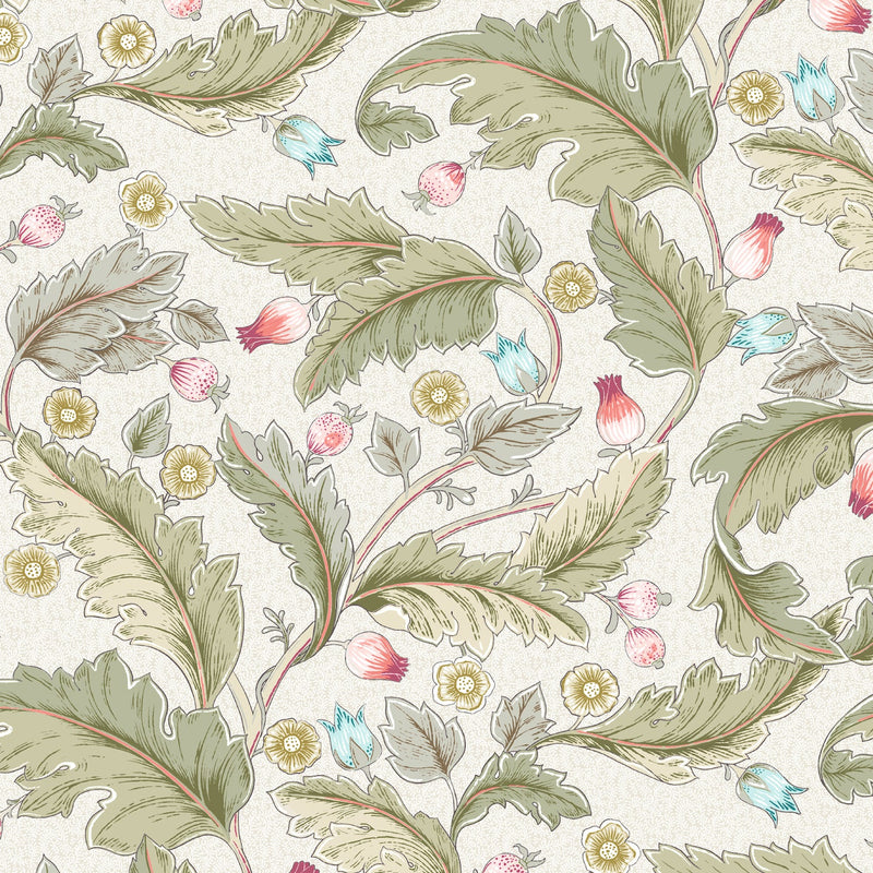Lynton Sage Floral Leaves Oilcloth Tablecloth