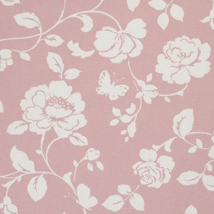 Meadow Rose Pink Cotton Oilcloth Tablecloth by Clarke and Clarke ROUND 120cm - Warehouse Clearance