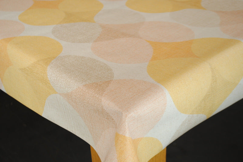 Yellow Sorbet  Hourglass Shapes PVC Vinyl Wipe Clean Tablecloth  180cm x 140cm Warehouse Clearance