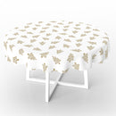 Gold Christmas Snowflake Trees Vinyl Oilcloth Tablecloth