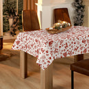 Vintage Santa Red and Natural  Christmas PVC Vinyl Oilcloth Tablecloth