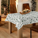 Vintage Santa Green and Natural Christmas PVC Vinyl Oilcloth Tablecloth