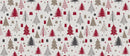 Scandi Nordic Pines Red and Grey PVC Vinyl Oilcloth Tablecloth