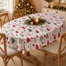 Scandi Nordic Pines Red and Grey PVC Vinyl Oilcloth Tablecloth