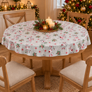 Rudolph Reindeer Grey Christmas PVC Vinyl Oilcloth Tablecloth