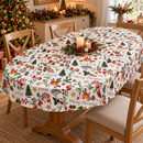Christmas Holly and Berries PVC Vinyl Oilcloth Tablecloth