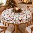Christmas Holly and Berries PVC Vinyl Oilcloth Tablecloth