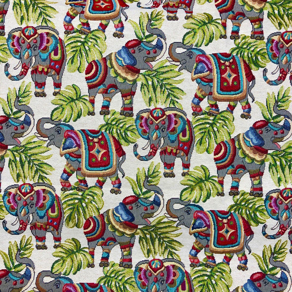 Tapestry Fabric Indian Elephants Bright Curtains Craft and Upholstery