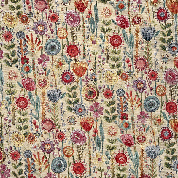 Tapestry Fabric Kew Gardens Cream Floral Design Curtains Craft and Upholstery
