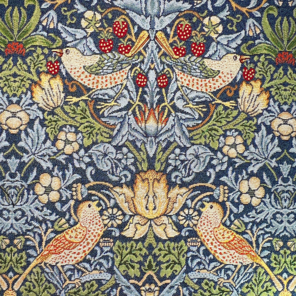 Tapestry Strawberry Thief Navy Fabric for Curtains Craft and Upholstery