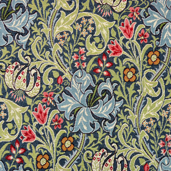 Tapestry Golden Lily Navy Fabric for Curtains Craft and Upholstery