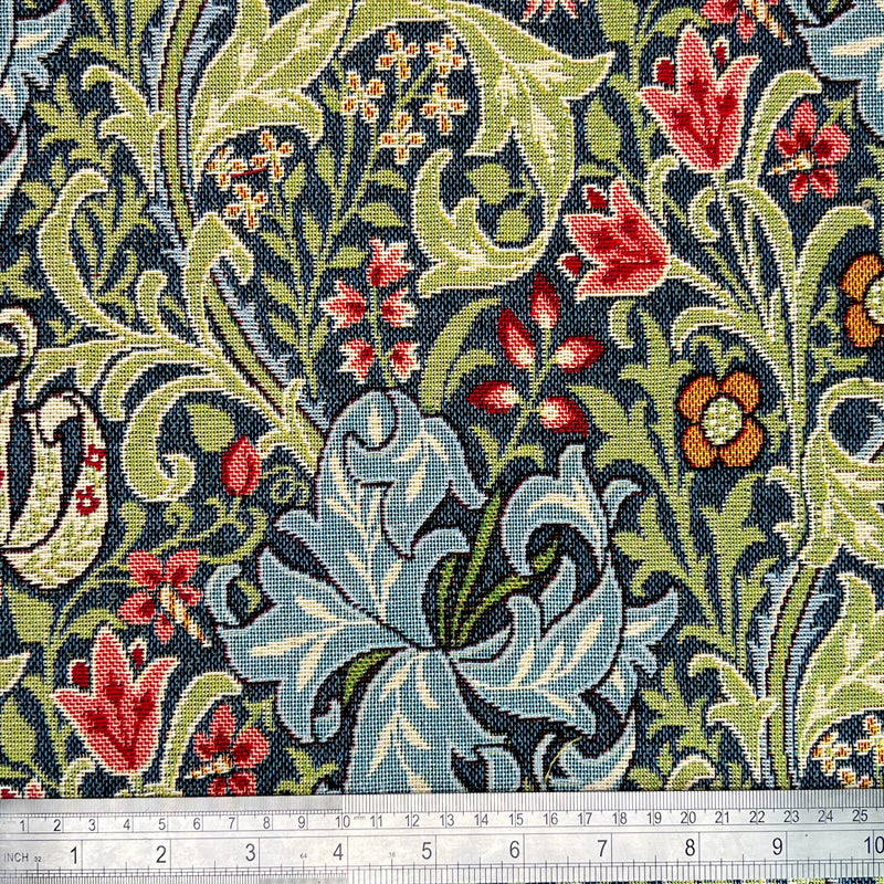 Tapestry Golden Lily Navy Fabric for Curtains Craft and Upholstery