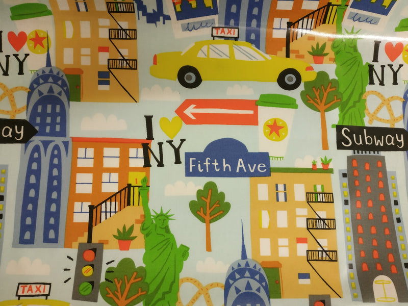 New York Childrens Cotton Oilcloth Tablecloth by Fryetts