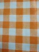 Orange Check 38mm Squares PVC Vinyl Wipe Clean Tablecloth  190cm x 140cm Warehouse Clearance