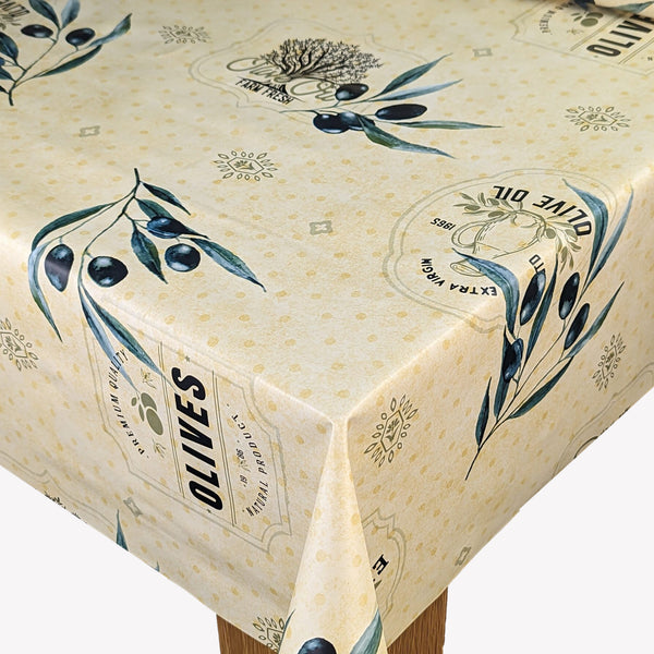 Extra Virgin Olive Oil Pattern PVC Vinyl Tablecloth 20 Metres x 140cm
