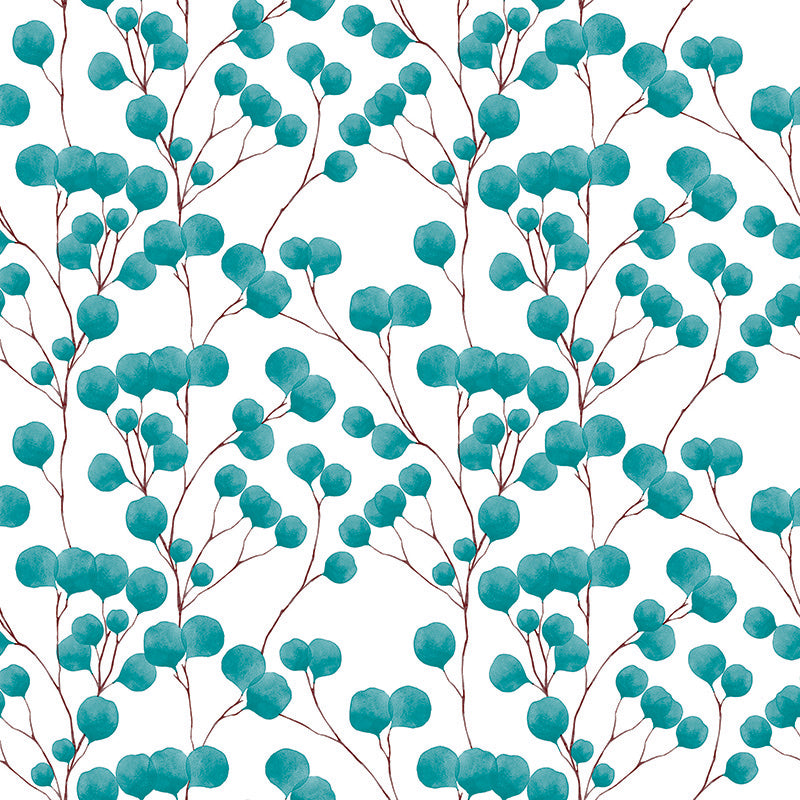Scandi Modern Leaves Teal PVC Vinyl Oilcloth Tablecloth