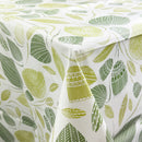 Scandi Floral Leaves Green PVC Vinyl Oilcloth Tablecloth